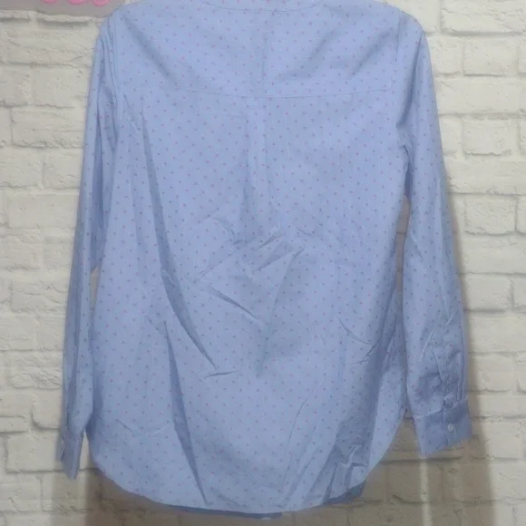 Talbots Blue Blouse with Pink Dots XS - Picture 6 of 6